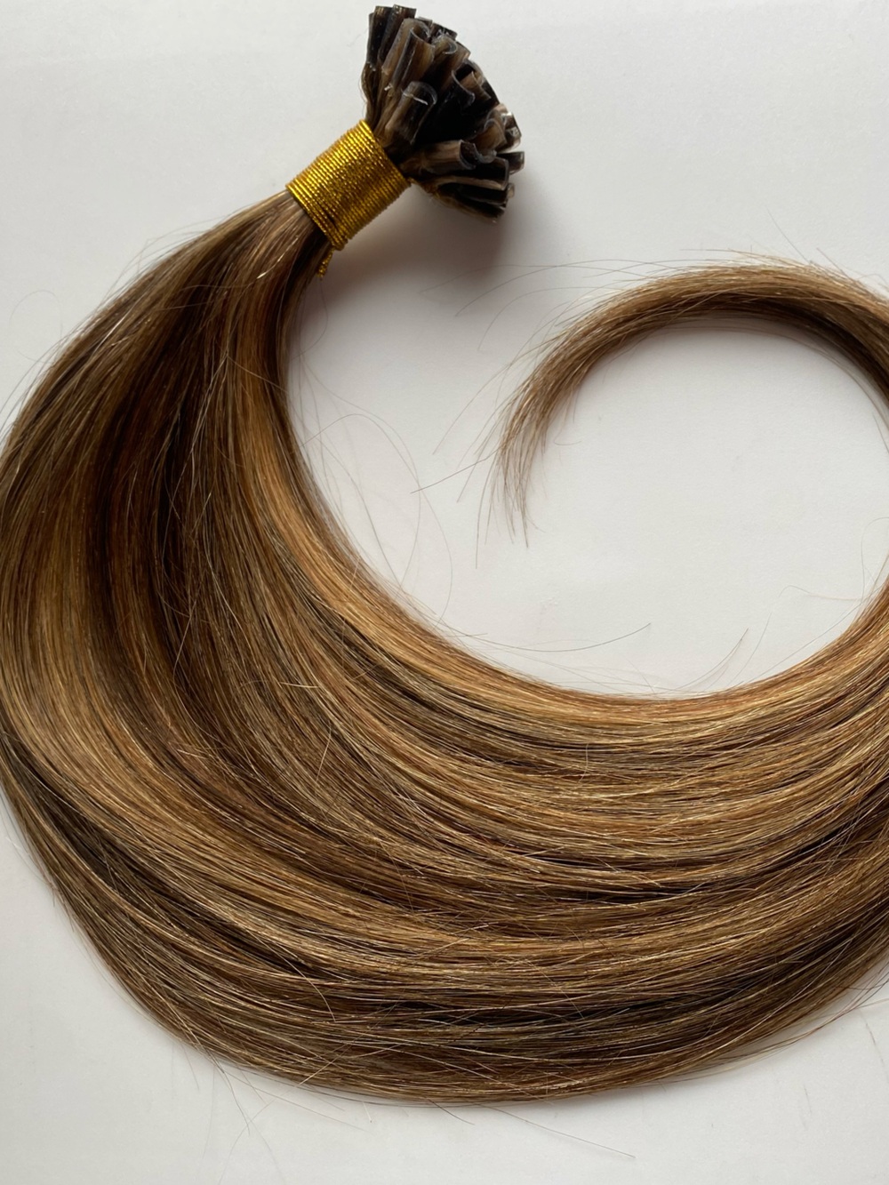 Medium Brown Caramel Blonde U Tip Extensions 14” Human Hair #P4/27 50s/50g/1gs